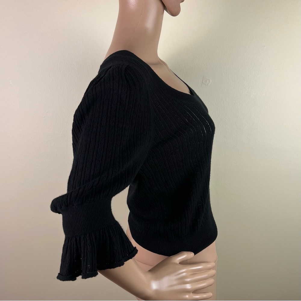 PAIGE BLACK POINTELLE KNIT TOP - Picture 4 of 5
